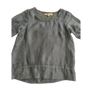 Flax linen top blue minimalist natural cottagecore artsy XS shirt